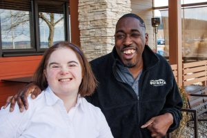 Supported Employment at Outback Steakhouse in Binghamton NY | Springbrook Meg (left) and Rob (right)